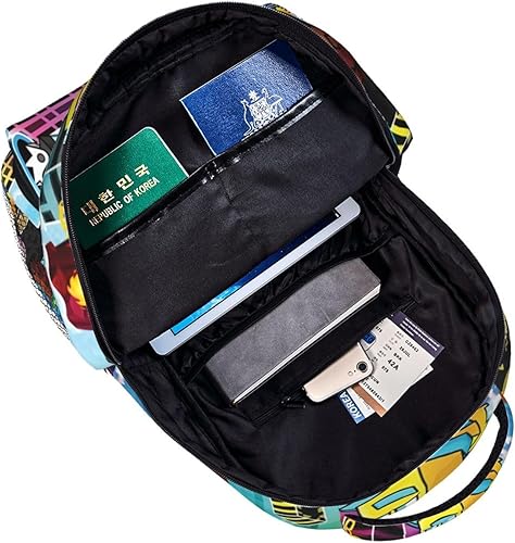 Miniatura 5 de NALCKA Geometría Anime Dash Mochila Portátil Daypack Ocio Viaje Mochila 15.7 pulgadas Correa de Hombro Ajustable Mochila Senderismo Mochila, Negro -