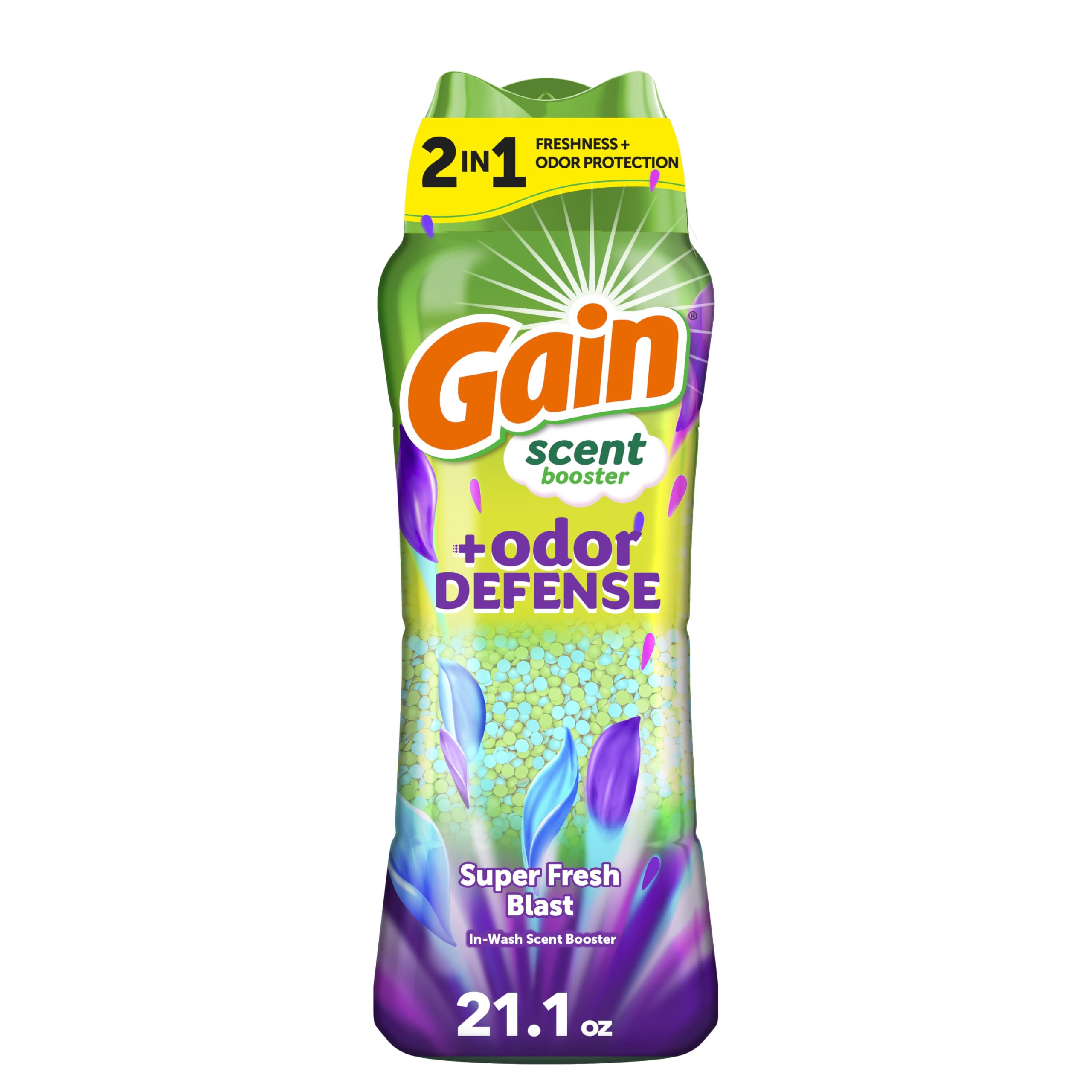 Gain Odor Defense In-wash Scent Booster Super Fresh Blast scent 21 1 OZ 2 in 1 Freshness plus
