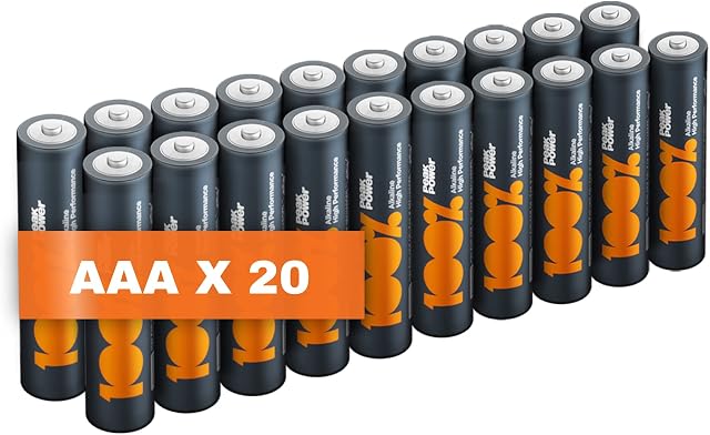 AAA Batteries pack of 20 by PeakPower 10Year Shelf life & Ideal for everyday devices