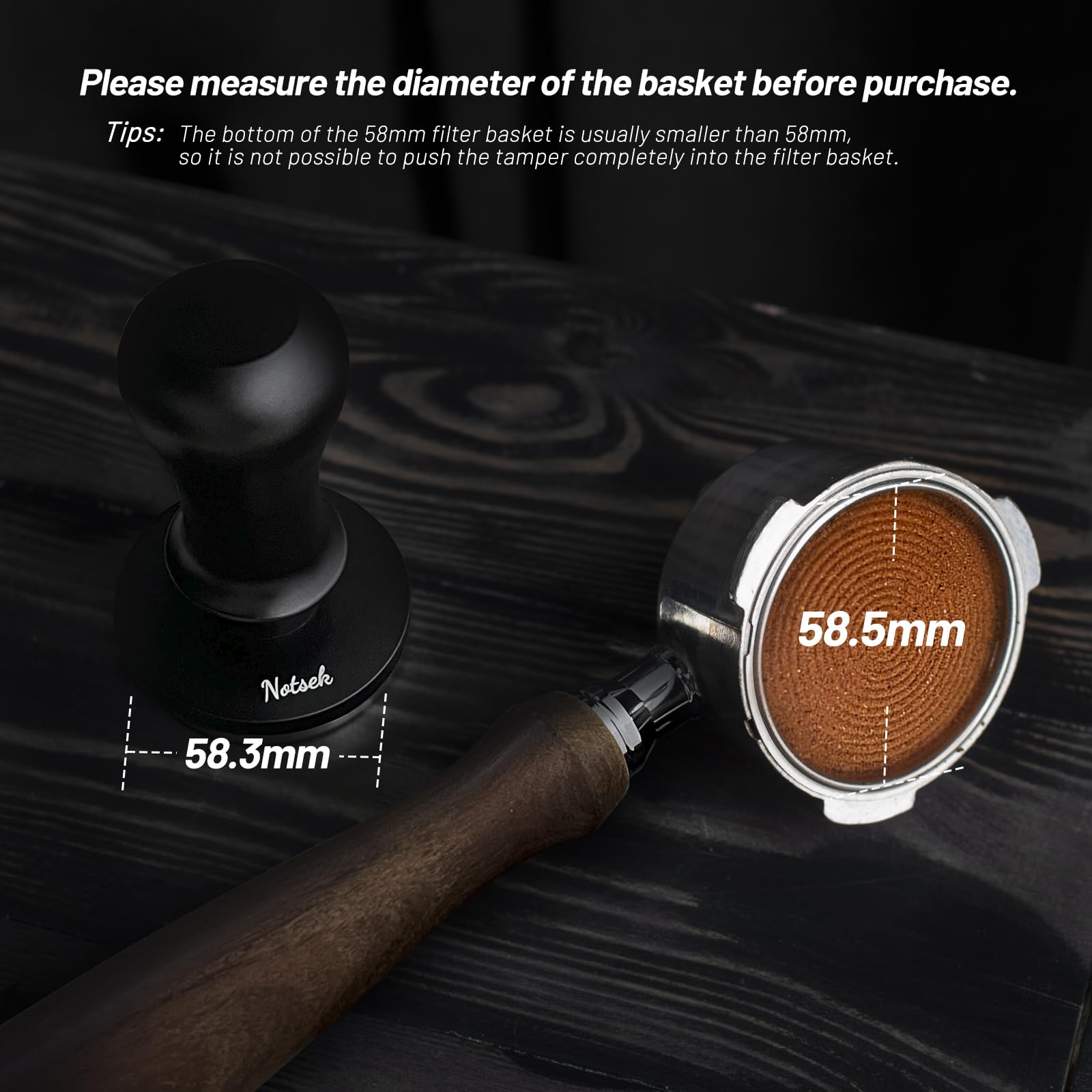 NOTSEK Coffee Tamper 58mm, Calibrated Spring Loaded 58mm Tamper with 30lbs Contact Pressure - Image 2