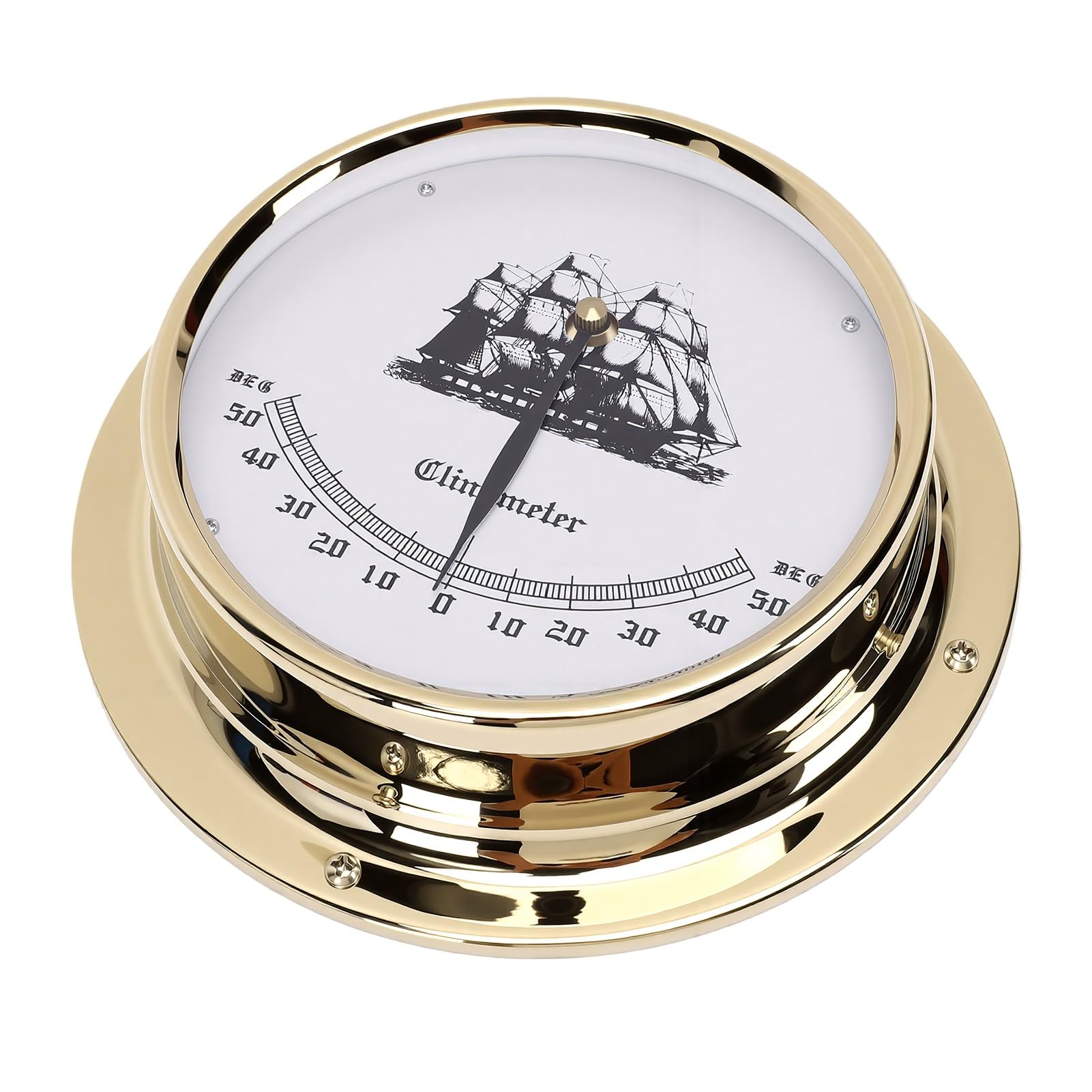 Tbest Clinómetro Marino Reloj de Latón con Forma de Esfera de 125 Mm