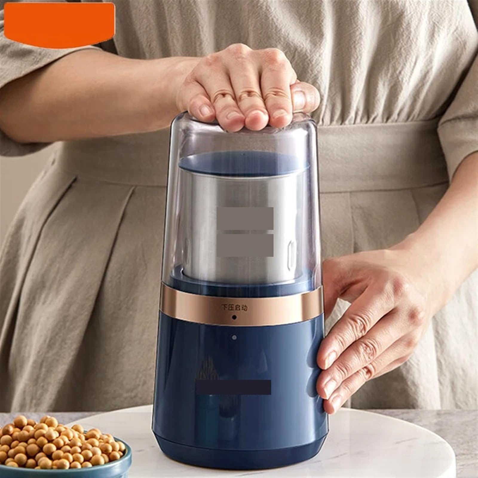 Szlifierka elektryczna, Elektryczny Młynek Kuchenny Orzechy Przyprawy Ziarna Kawy Do Domu(Blue-3 Cups)