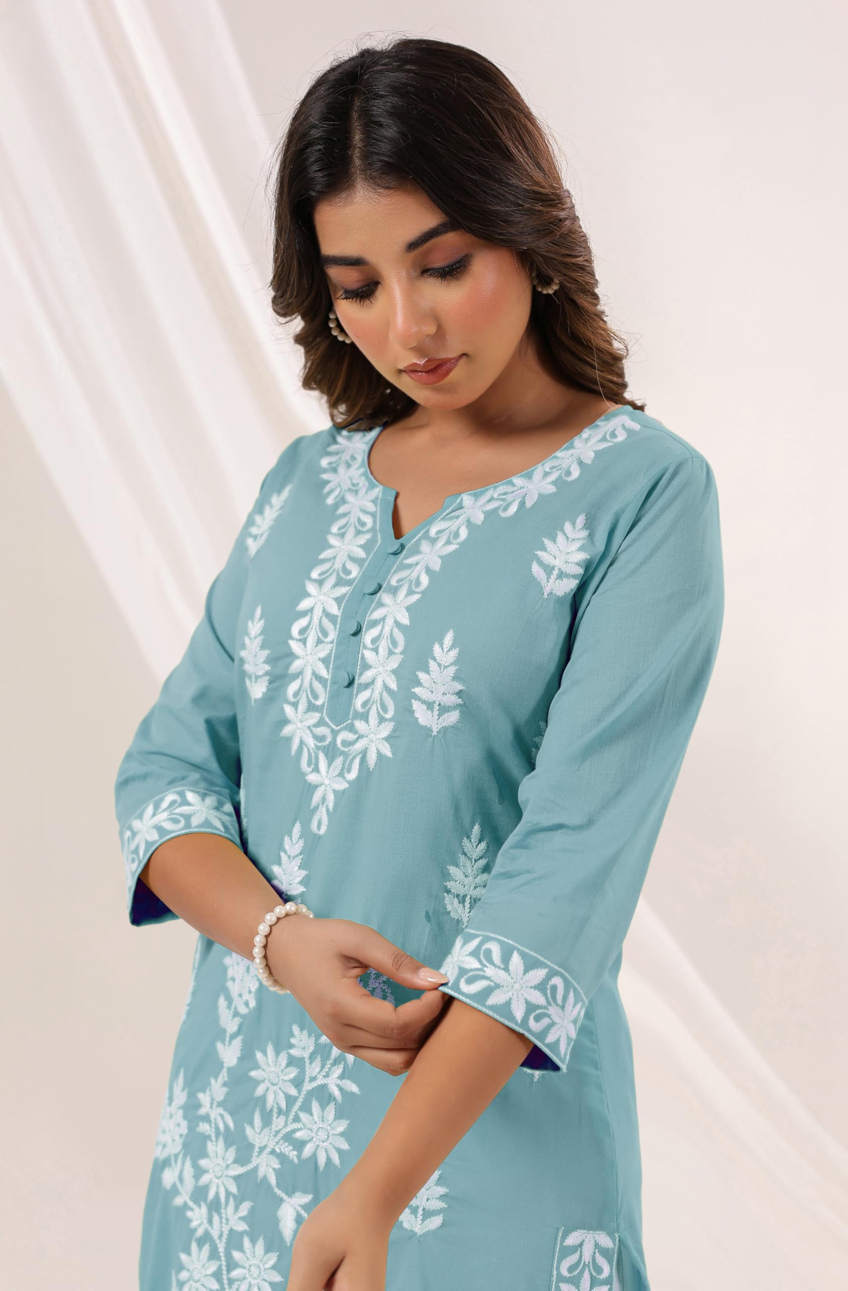 Janasya Women's Pure Cotton Embroidered Straight Kurta product image 6