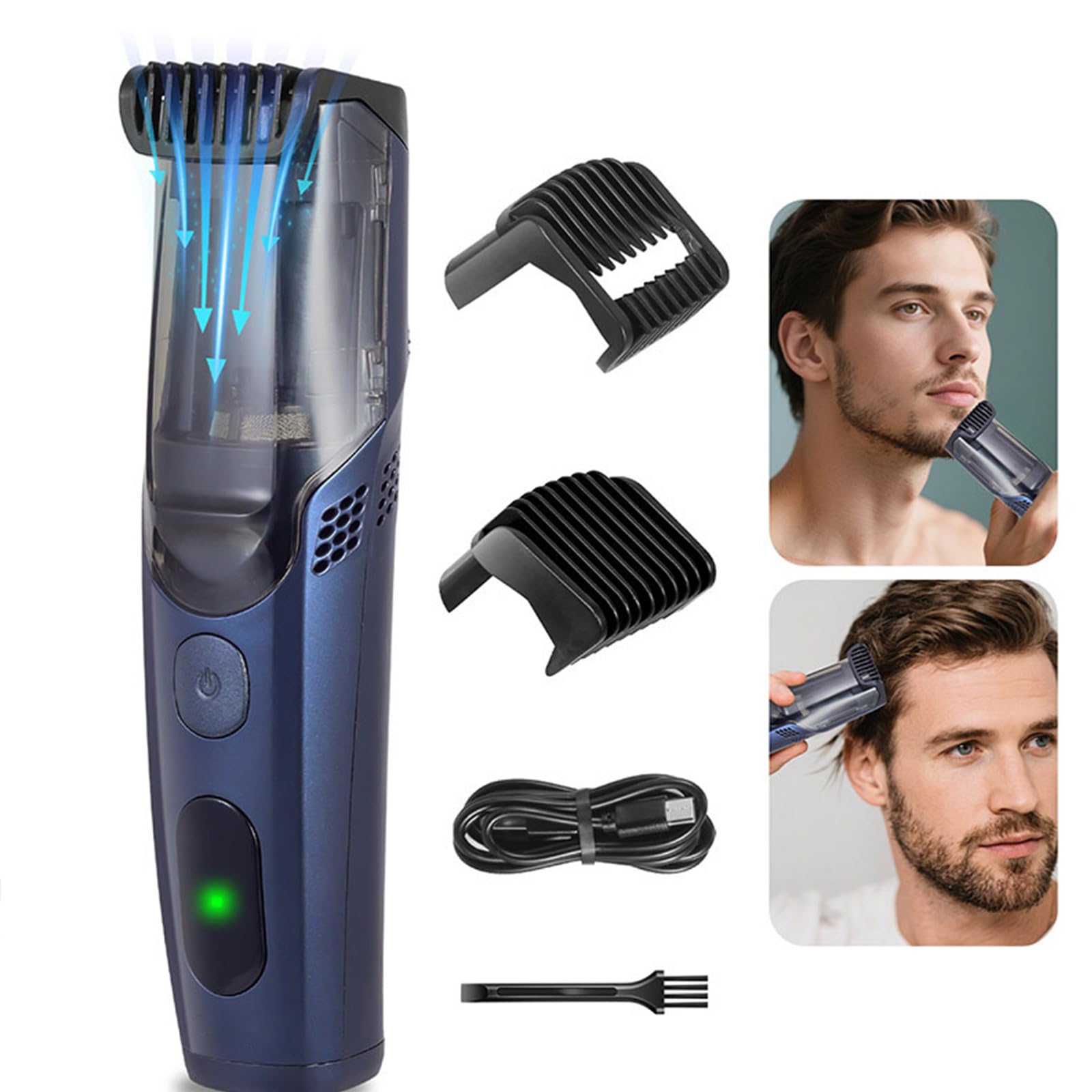 Tagliacapelli elettrico in acciaio inossidabile Manico ergonomico Design antiruggine Trimmer per capelli per uso domestico Gancio di stoccaggio facile taglierina automatica di aspirazione