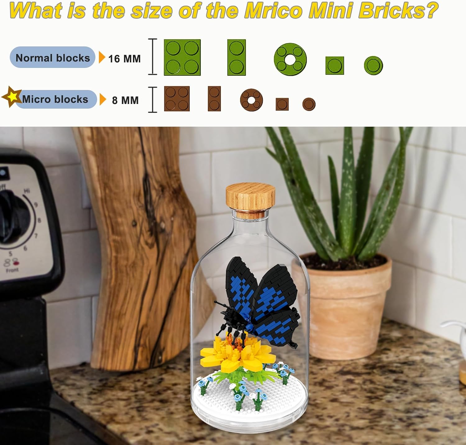 Mini Insect Collection Friend Set,Adult Animal Toy Building Set,Party Favors Gift for Friends,Office Home Decor Bugs Building Block Kits,New Year Easter Birthday Gift for Family(Butterfly)