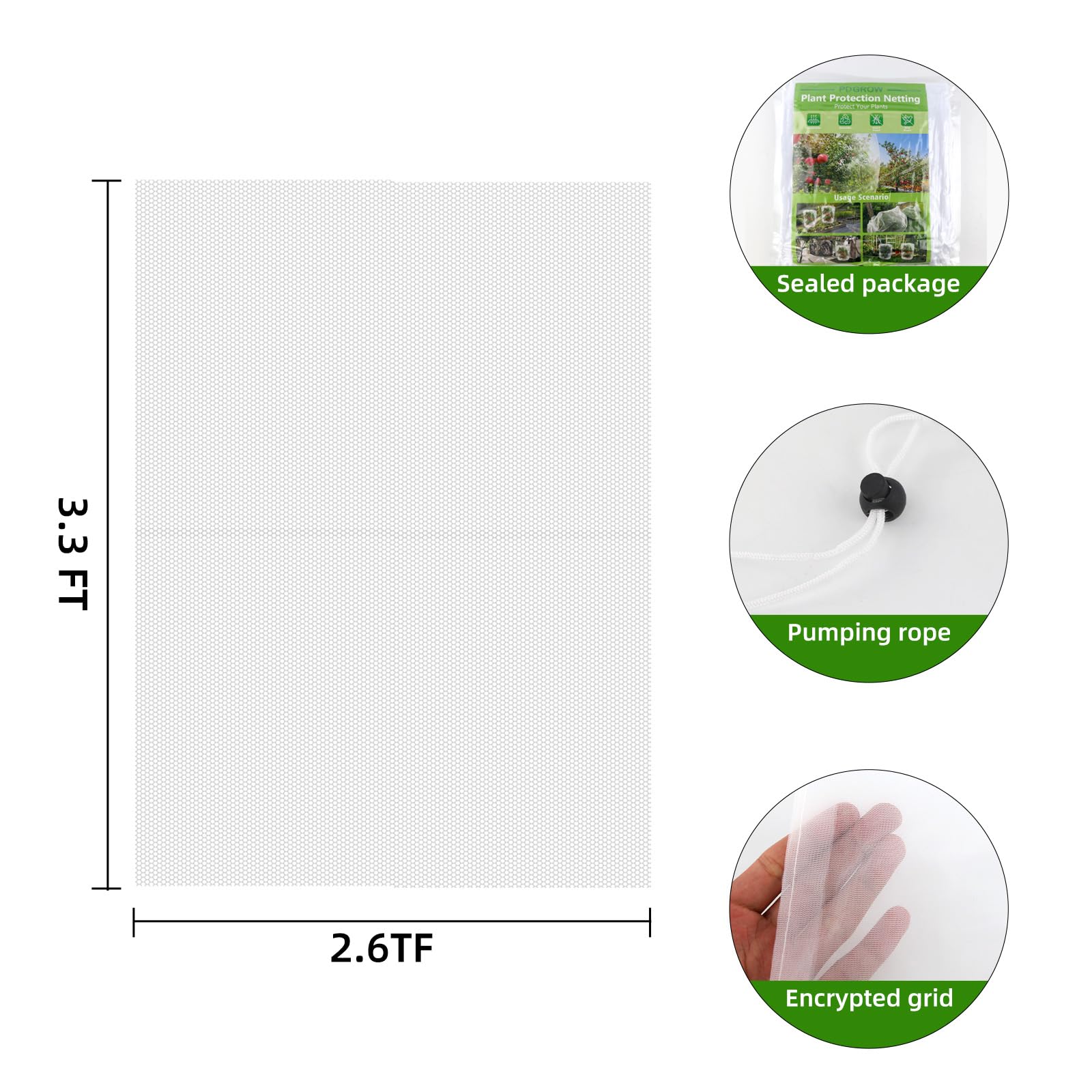Garden Mesh Netting for Plants 4 Pack Insect Bird Barrier Netting Mesh with Drawstring - Image 2