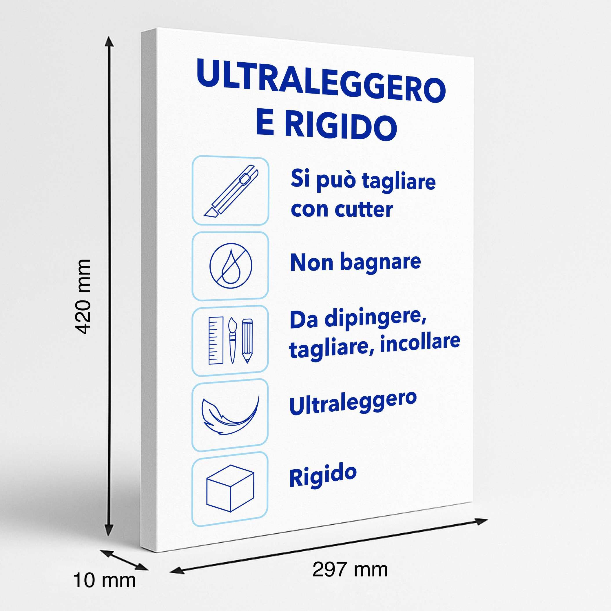 Cartone penna bianca A3 Confezione da 4 pezzi da 10 mm Foam Board Pannello leggero rigido e liscio per artigianato modellismo esposizione decorazione (spessore 10 mm, A3-29,7 x 42 cm)