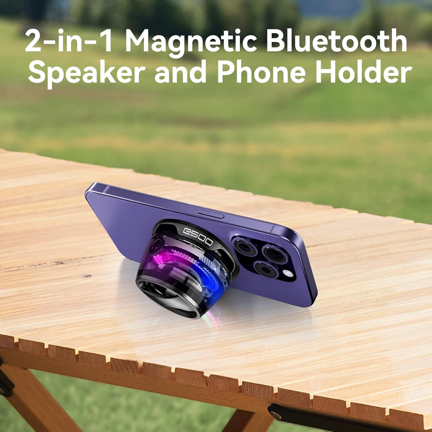 Magnetic Bluetooth Speaker - Mini Speaker Bluetooth Wireless, G200 Magnetic Speakers with Phone Stand, RGB Light, Game Mode, 7H Playtime, Mini Speakers for Camping & Home, Gifts for Teens - Image 3