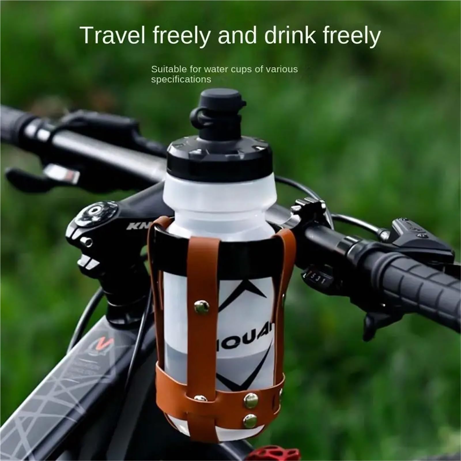 Soporte para bicicleta de aleación de aluminio + piel sintética, mango ajustable, hebilla, soporte de botella de estilo retro, para bicicleta de montaña, bicicleta de carretera (estilo D, 5 piezas)