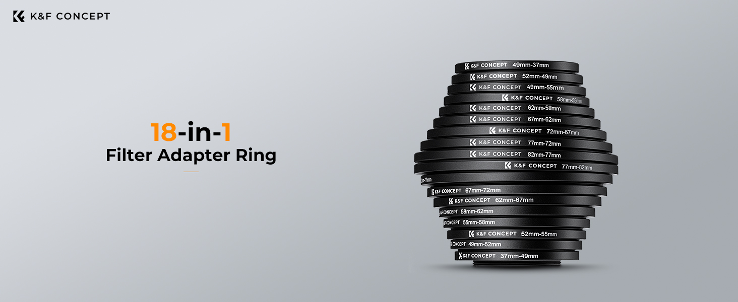 Step Up Ring Free Gifts]18 Pieces Filter Ring Adapter Set, Camera