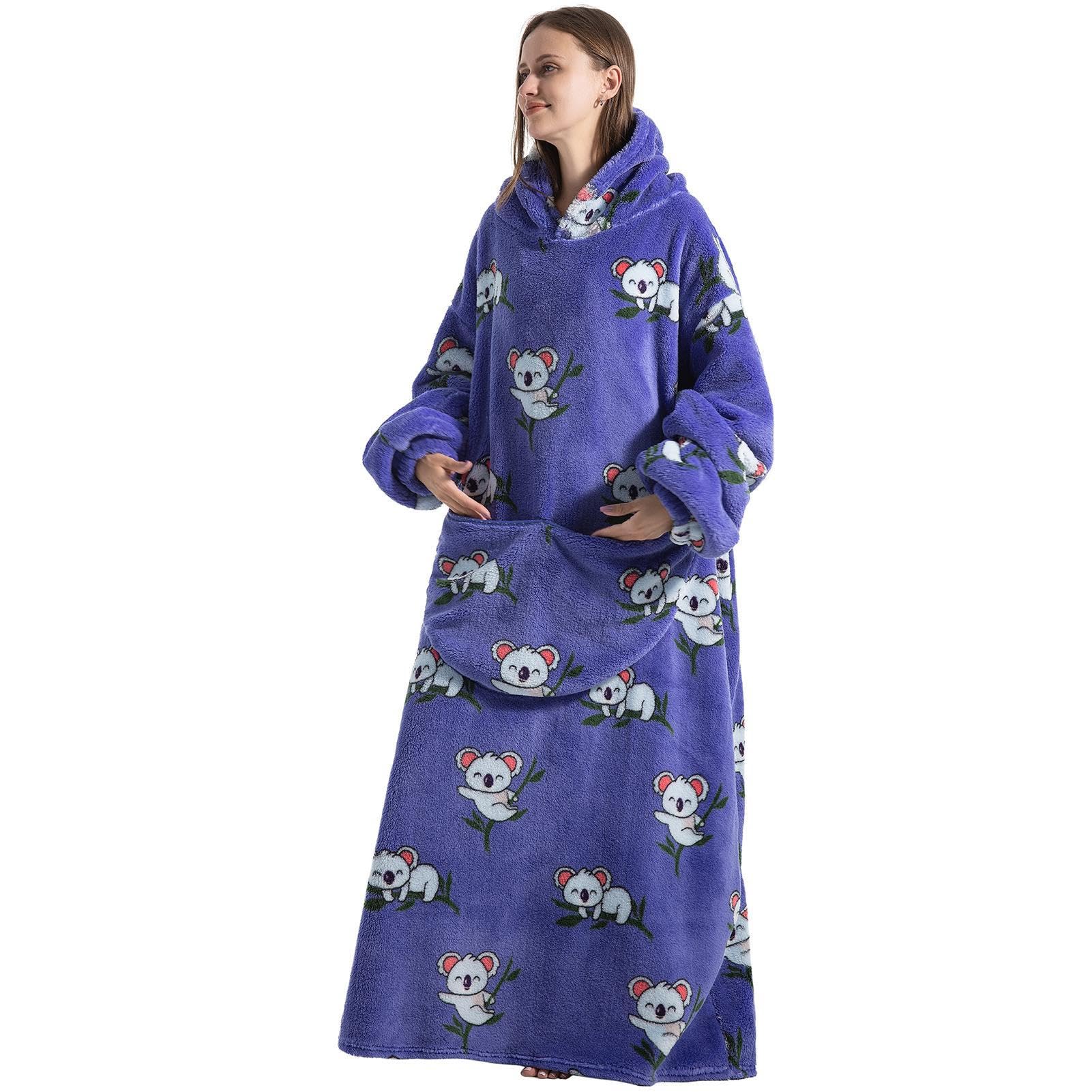 Tsuchiya Felpa con cappuccio portatile oversize | Estendi la felpa con cappuccio super morbida con tasca – Comoda coperta per pisolino, felpa universale oversize per divano, casa, divano