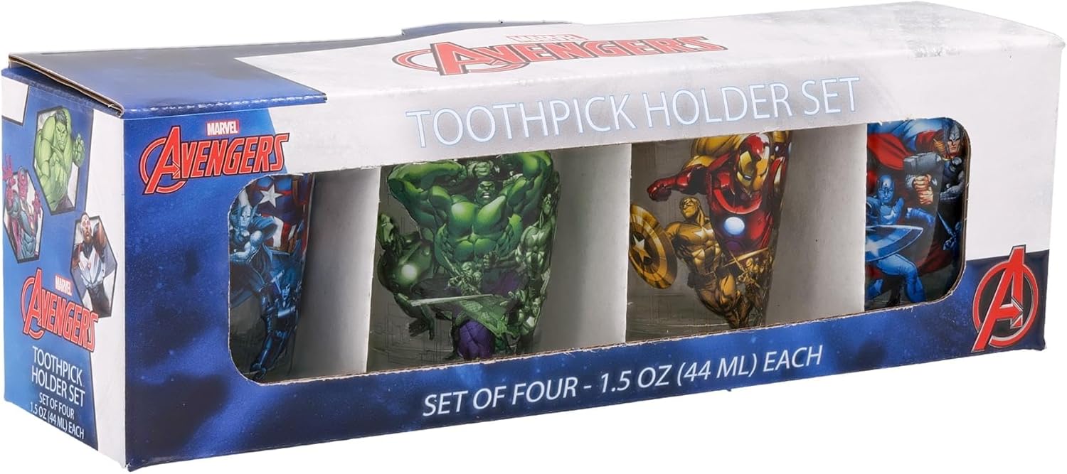 Silver Buffalo Marvel Avengers Featuring Captain America, Hulk, Iron Man, and Thor 4 Pack Mini Glasses, 1.5 Ounces - Image 3