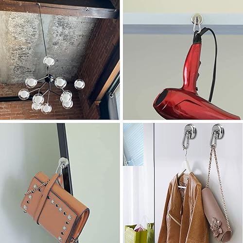 Miniatura 5 de Ganchos magnéticos de neodimio de 100 libras, resistentes con mosquetón giratorio, perfectos para refrigerador, parrilla, cocina, almacén, oficina,