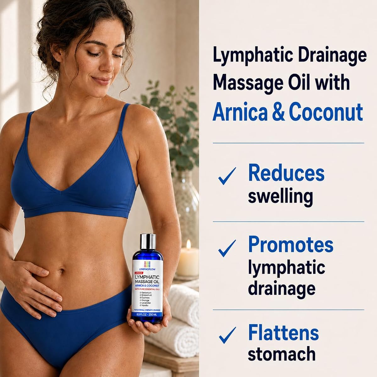 Lymphatic Drainage Massage Oil for Massage Therapy, Arnica & Coconut,8.5 Oz Arnica & Coconut 8.5 Fl Oz (Pack of 1) image 1