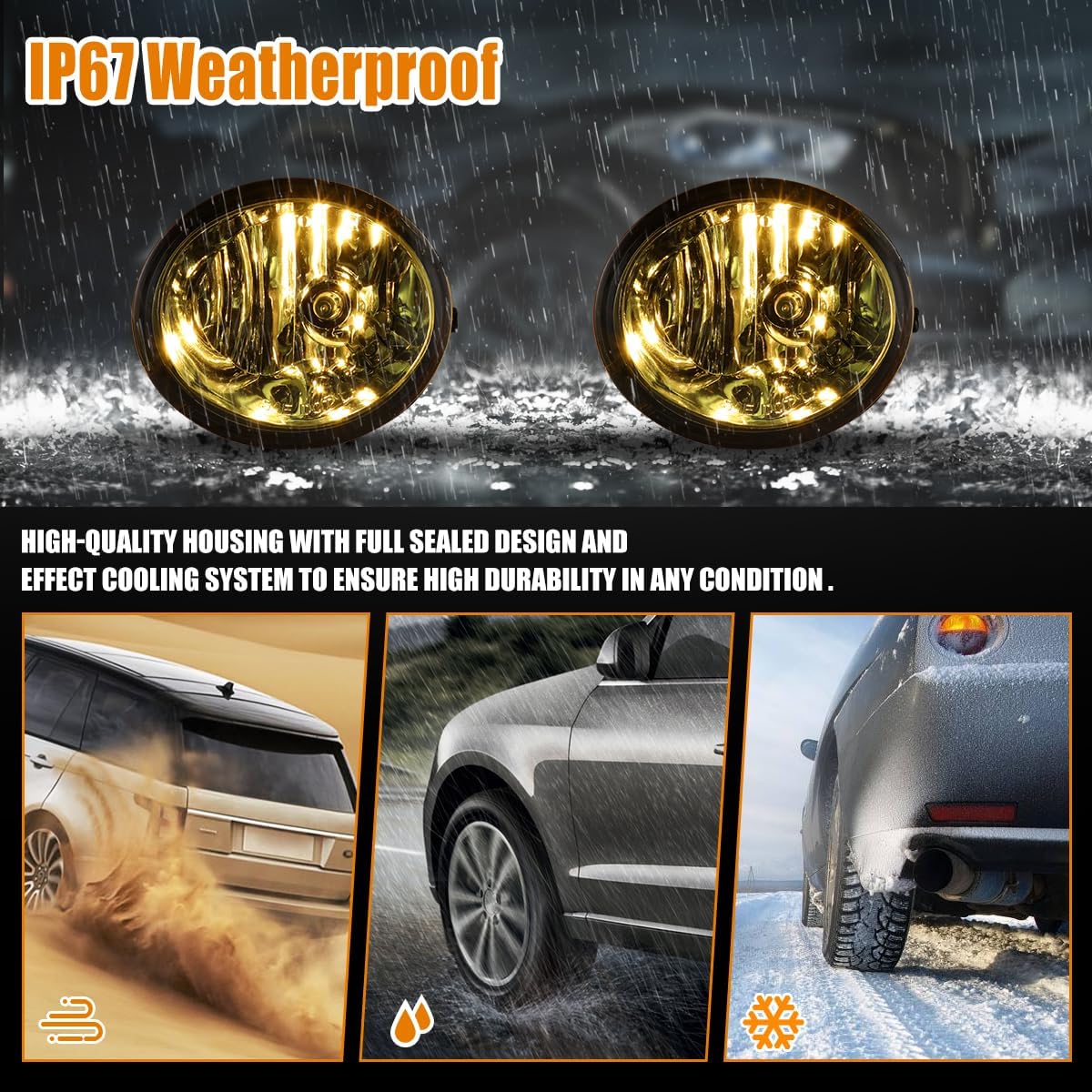 Nixon Offroad Fog Lights for 2001-2007 Toyota Sequoia & 2000-2006 Toyota Tundra [Not Fit for Steel Front Bumper Model], Fog Lights Assembly Kits w/Wiring Harness/Switch Kits/ 9006 Bulbs, Yellow Lens