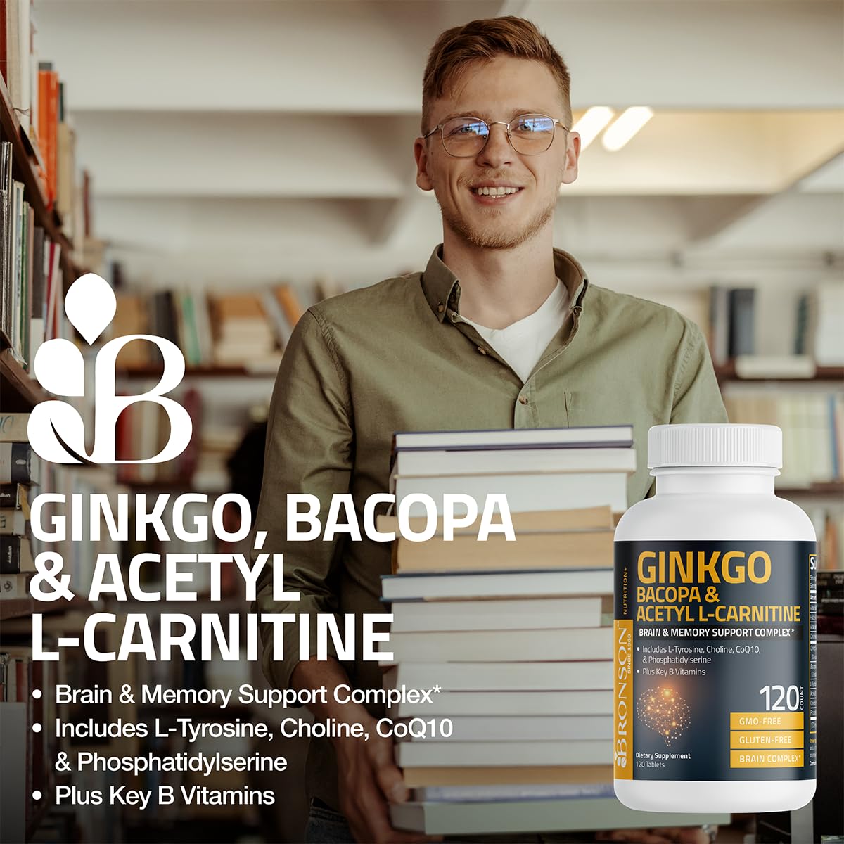 ginkgo biloba l carnitine Amazon.com: Bronson Ginkgo, Bacopa & Acetyl L-Carnitine Brain & Memory  Support Complex with L-Tyrosine, Choline, CoQ10 & Phosphatidylserine Plus  Key B Vitamins Non-GMO, 30 Tablets : Everything Else