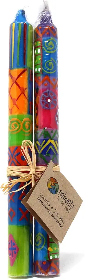 Hand Painted Taper Candles, Pair, (Shahida Design)