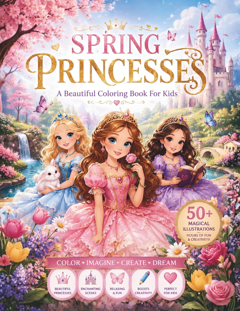 Spring Princesses: A Beautiful Coloring Book for Kids (Enchanted Seasons: A Royal Princess Coloring Adventure)
