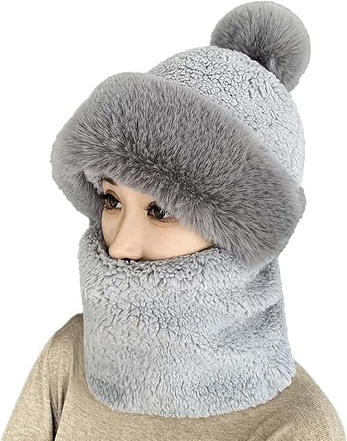 3-in-1 Windproof Hat Mask Scarf One Piece Slouchy Fleece Winter Thermal Warmer Hat for Birthday Christmas Thanksgiving Day