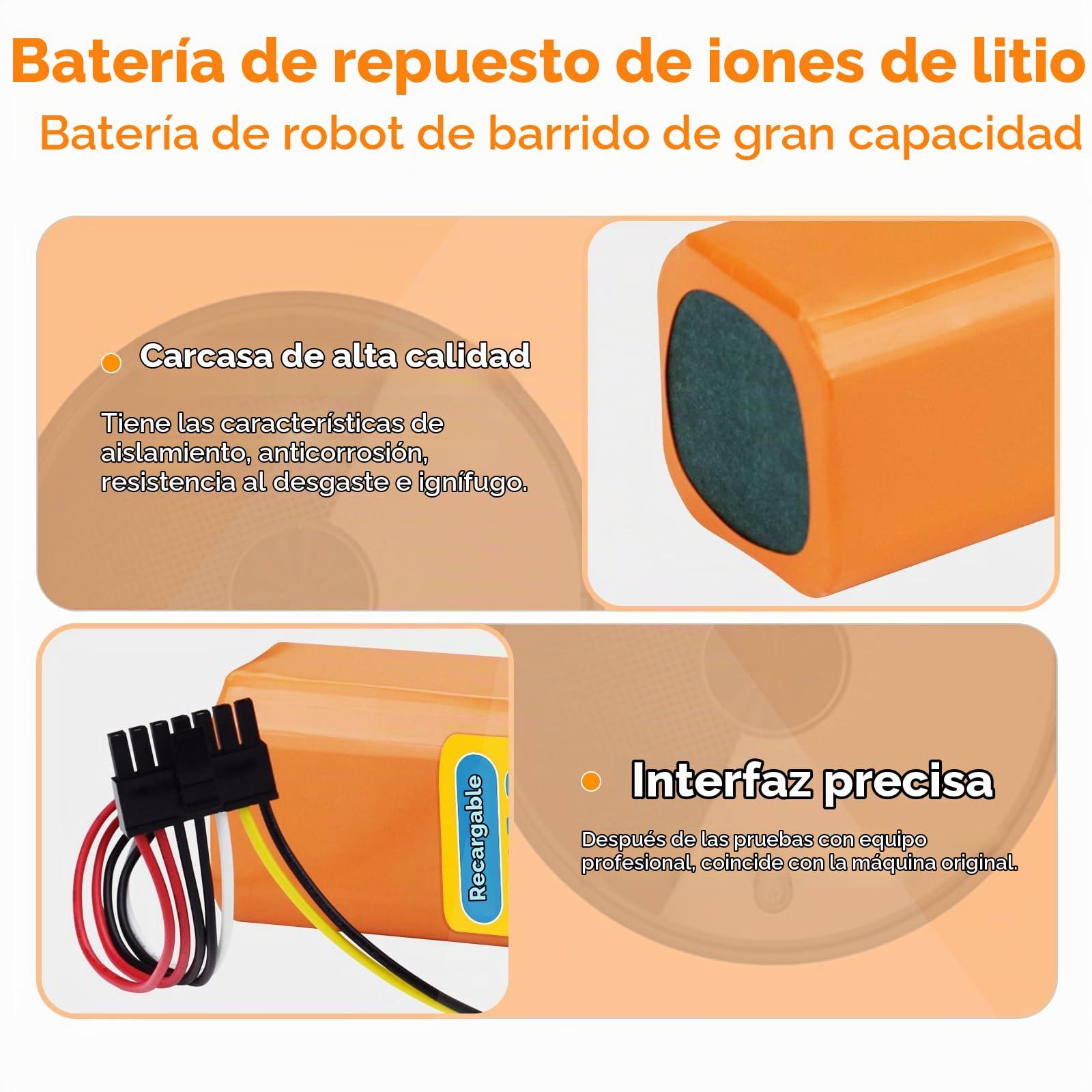 6700mAh/14.8 V Litio Batería de Repuesto para Cecotec Conga 5090 5490 6090 6490 7090 IA, Bateria Alta Capacidad Larga duración, facilitar el reemplazo