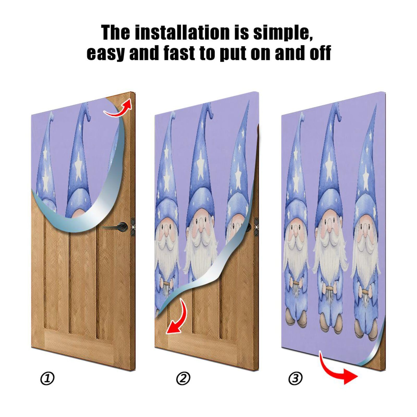 FLildon Three Dreamy Gnomes Door Cover Decoration, Party Accessory Porch Decor for Festive Ornament Room Door Covers 35 x 79 Inch