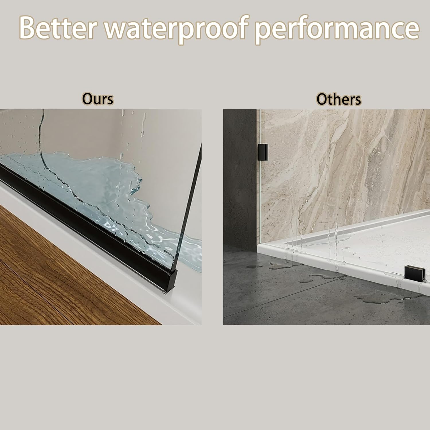 Shower Screen 36" x 76" Half Frameless Shower Wall Panel, Tempered Glass 3/8 inch, Easy to clean Coating, Fixed Glass Shower Door with Hardware (Matte Black)