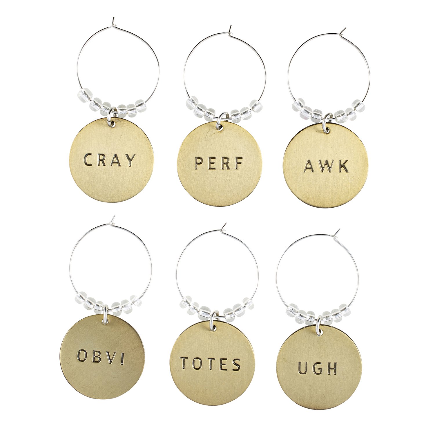 SB Design Studio YD139 Vino 1948 Wine Glass Charms, Fun Abbreviations