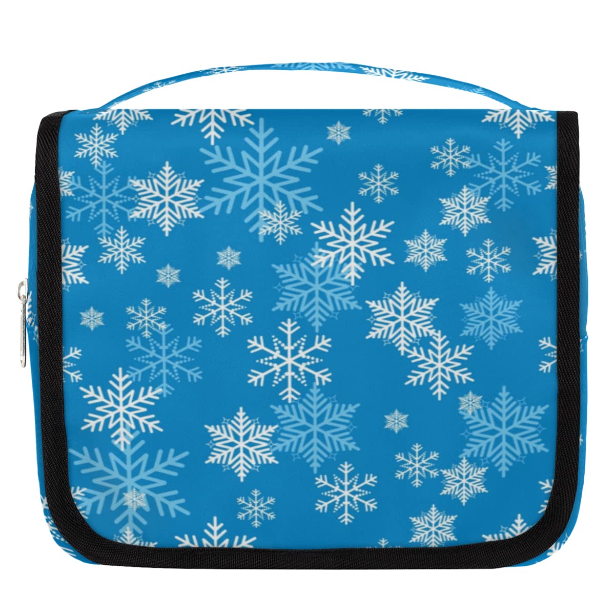 Śnieżynka Podróżna Kosmetyczka Niebieski płatek śniegu Torba do mycia Torba Unisex Wiszące przybory toaletowe Kosmetyczka Organizer do makijażu, wielobarwny, Jeden rozmiar