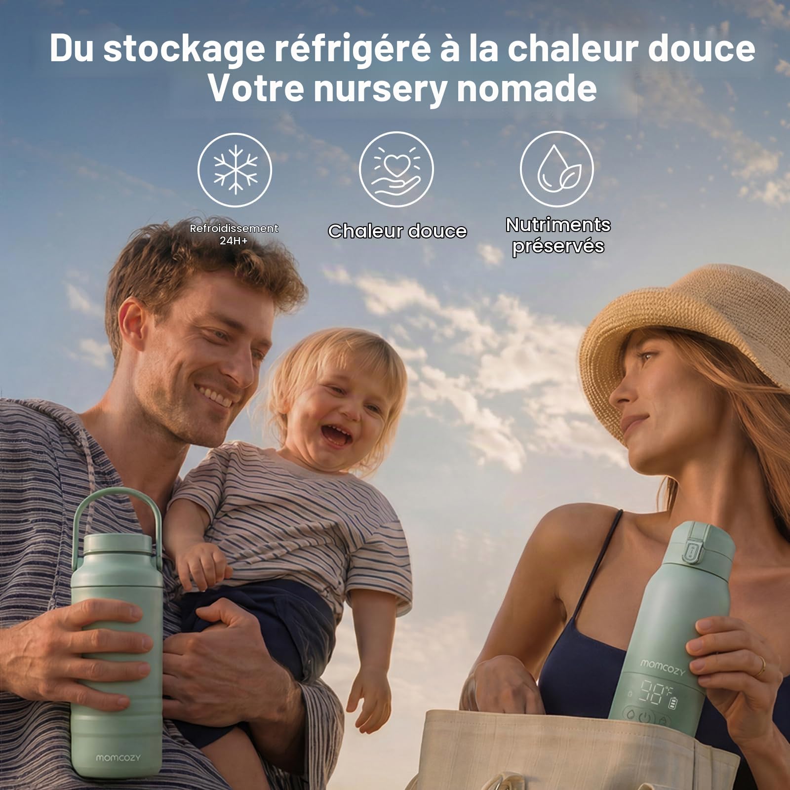 Momcozy Chauffe Biberon Portable 500ml & Glacière Lait Maternel, Pot 650ml | Conservation, Toute la journée, Grande capacité, Voyage, Bébé, Nouveau-né, Coffret, Allaitement, Nomade, Kit, Sans BPA