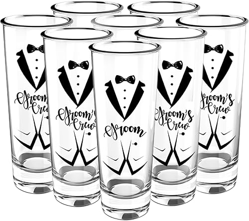 Juego de 8 vasos de chupito para padrinos de boda, con capacidad para 2 onzas.