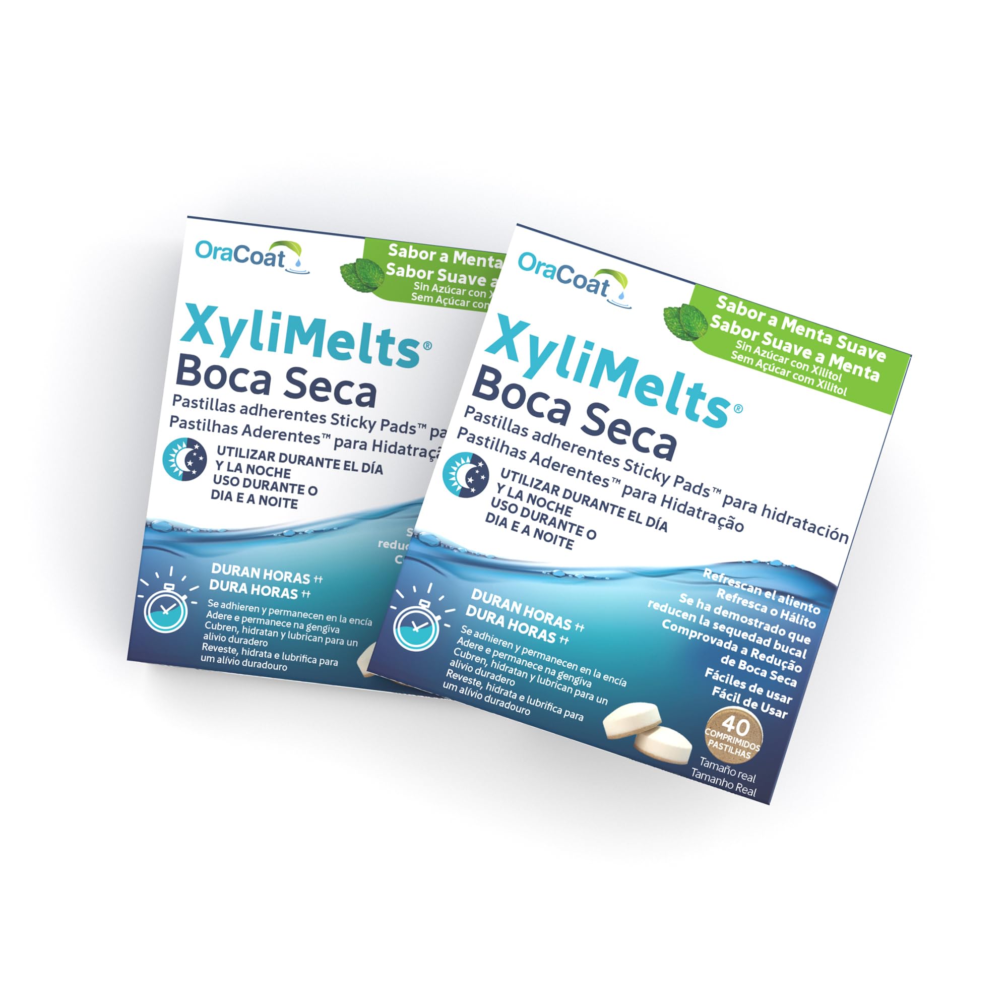 XyliMelts Menta suave 80 piezas - Tabletas adhesivas contra la sequedad de boca nocturna - hidrata la boca durante el sueño 4-8 horas - sabor a menta discreto - contra la boca seca