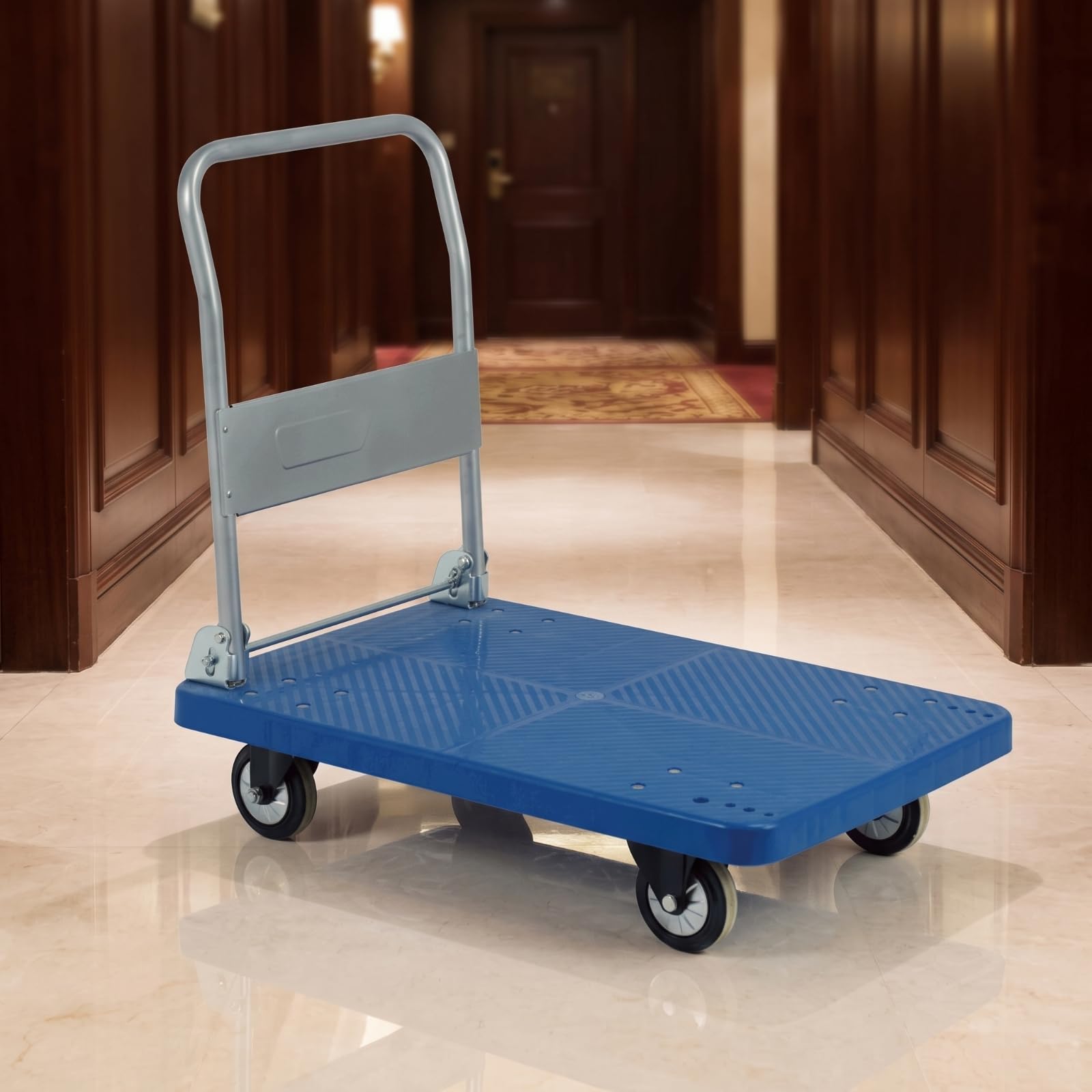 Qianly Carrello Piattaforma Pieghevole Salvaspazio Carrello Pieghevole con Piattaforma Facile da Trasportare per Magazzinieri, Addetti Alle Consegne