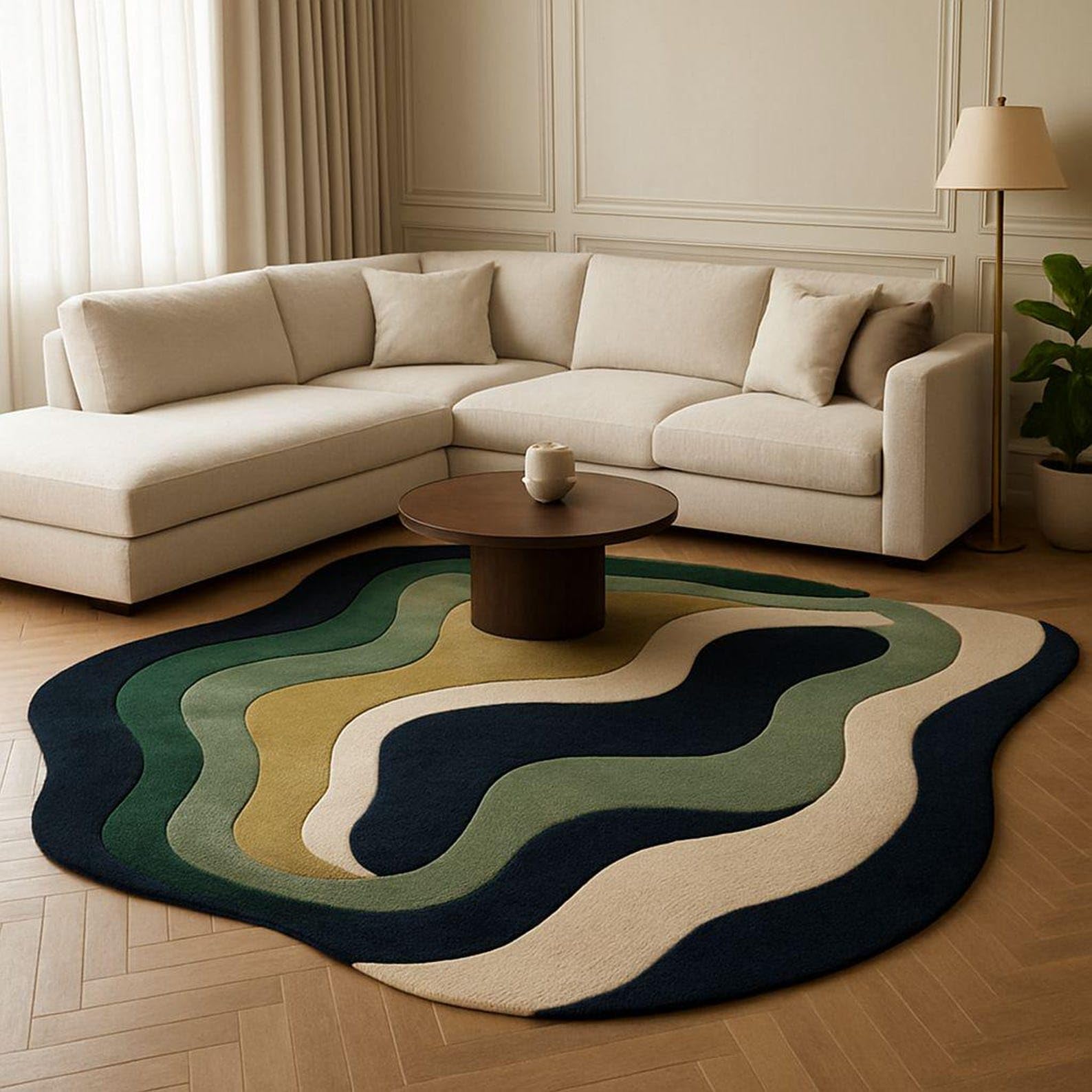 Handmade Tufted Pure Wool Geometric Carpet – Thick and Soft Area Rug for Living Room Bedroom & Hall Size 5x8 Feet (150x240 cm) Colour Multi-image-36