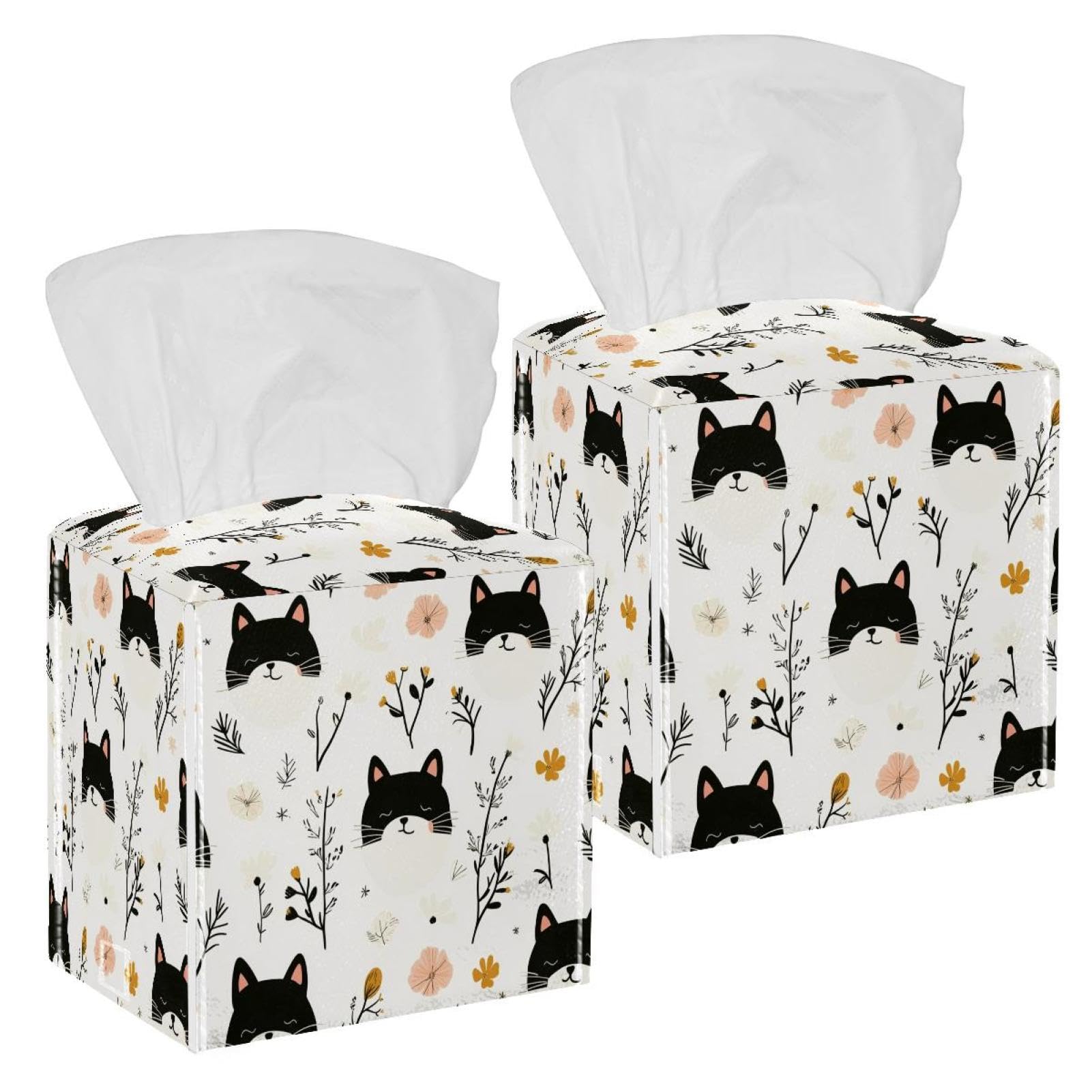 Boîte à mouchoirs en cuir chat mignon pour en finir avec les emballages froissés