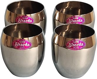 Sleek Polished Summer Glasses Stainless Steel – Drinkware Dinning Table Accessories (Set of 4)