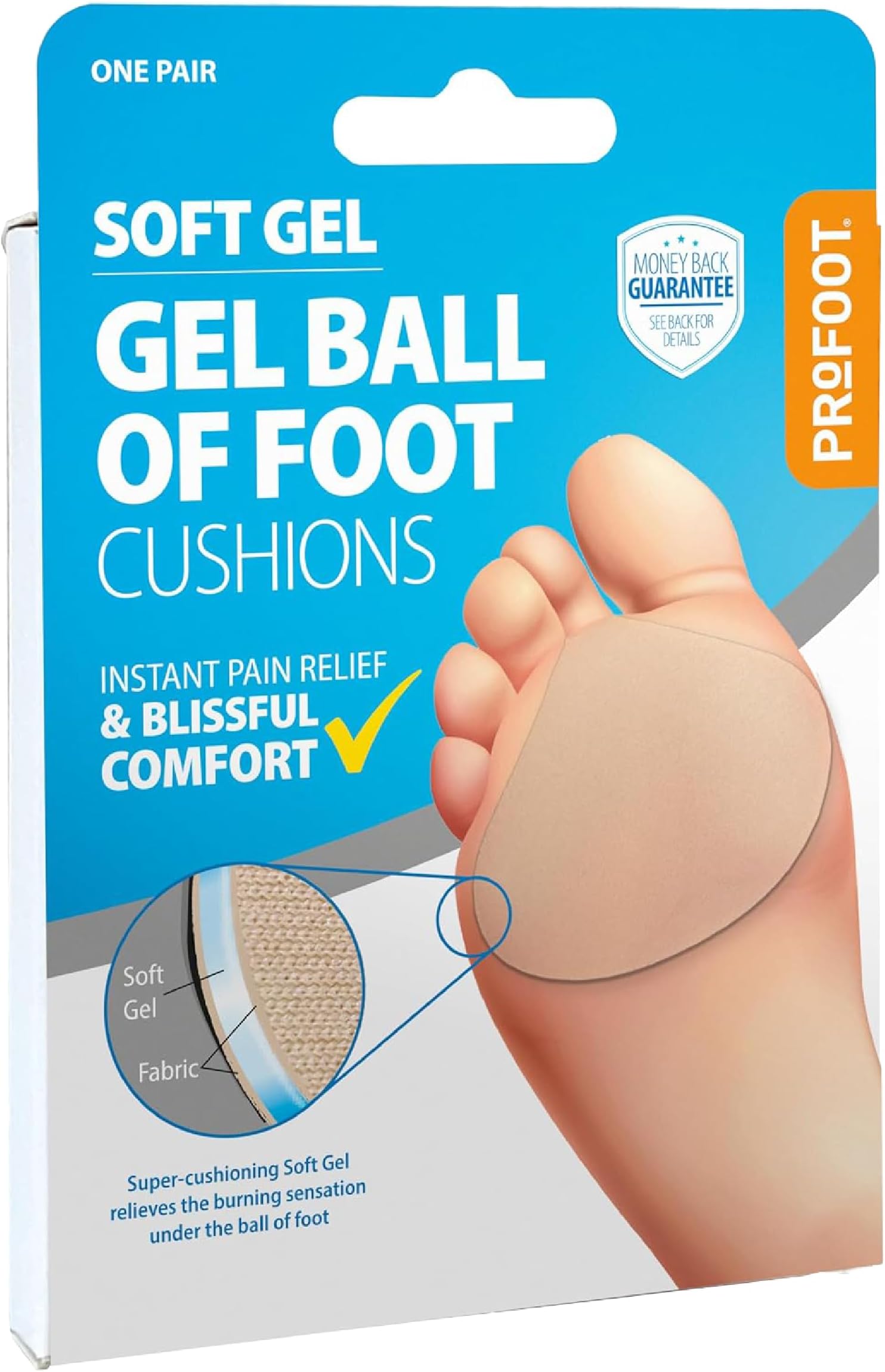 Soft Gel Ball of Foot Cushions - Instant Pain Relief - Absorbs Shock, Reduces Friction & Redistributes Pressure - Ideal for Metatarsalgia and Morton's Neuroma