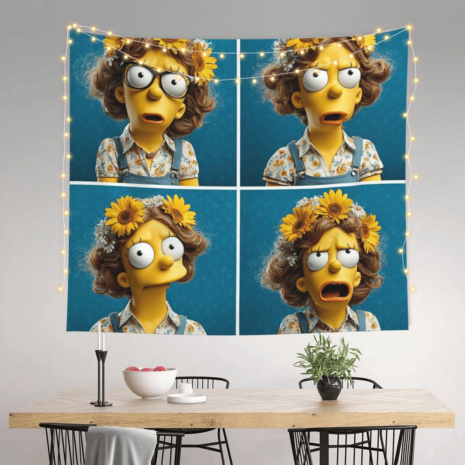 HJKJKKJ Tapestry 152 X 130 CM Aesthetic Wall Tapestrys for Bedroom Simpsons Tapestries Hanging Wall Art Blanket Home Decor Tapestry for Living Room Dorm Office