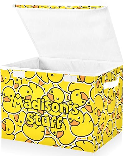 Contenedores de almacenamiento personalizados de pato de goma con tapa, cesta de almacenamiento plegable personalizada con asa, cesta de estante