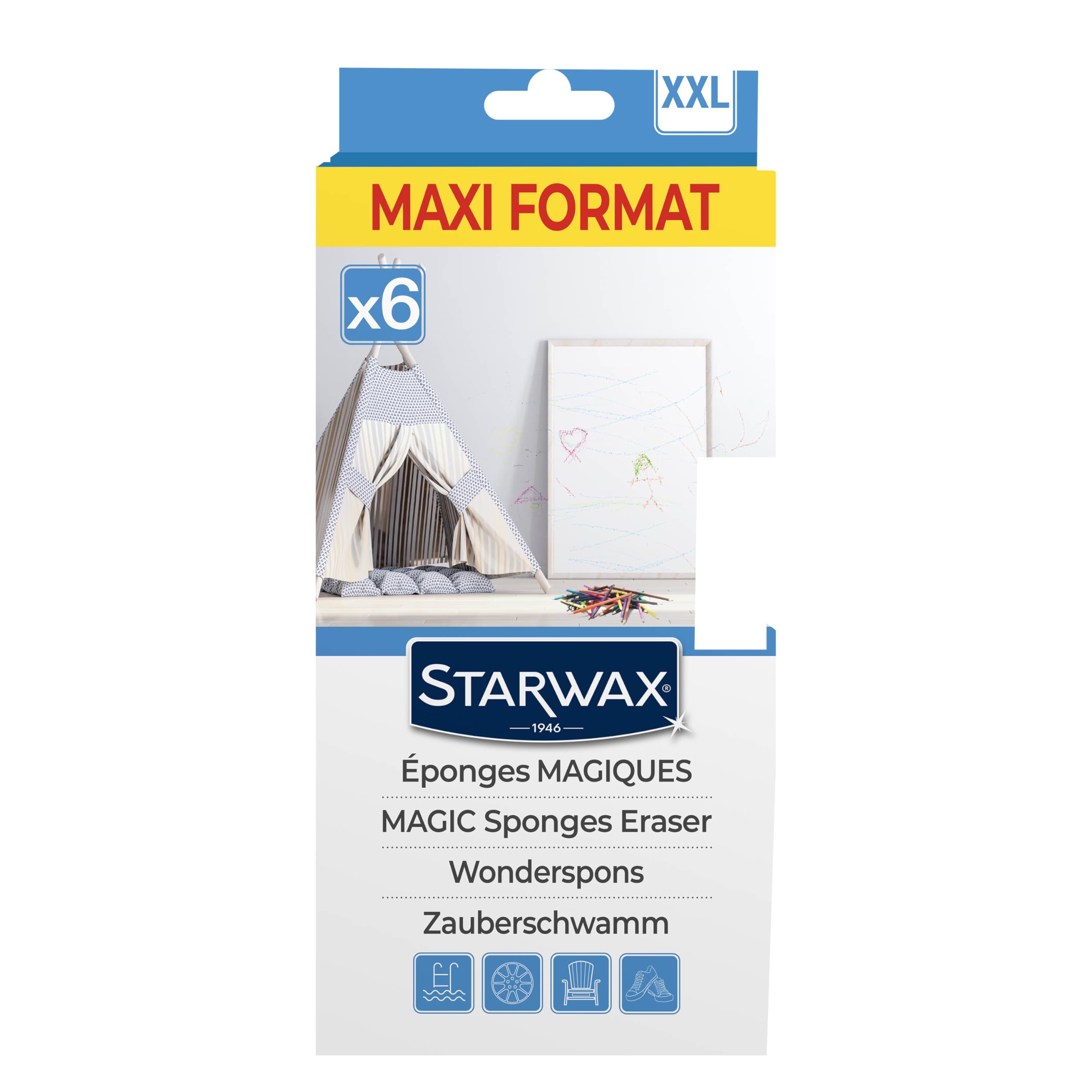 STARWAX Magische Schwämme – 4er Pack X 2, XL-Format, Französisches Design