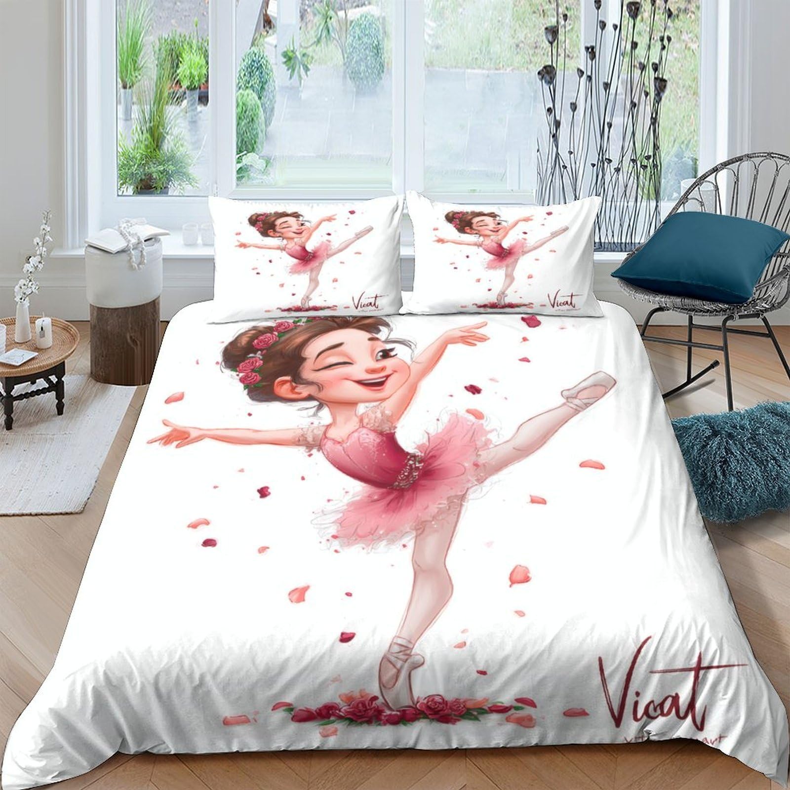 Ctjqhvkz Style-8 3D Printed Ballerina Pink Dance Fitted Sheet Microfiber Soft Bed Cover For Bedroom Dorm Decorative Mattress Protection Single（135X200cm）