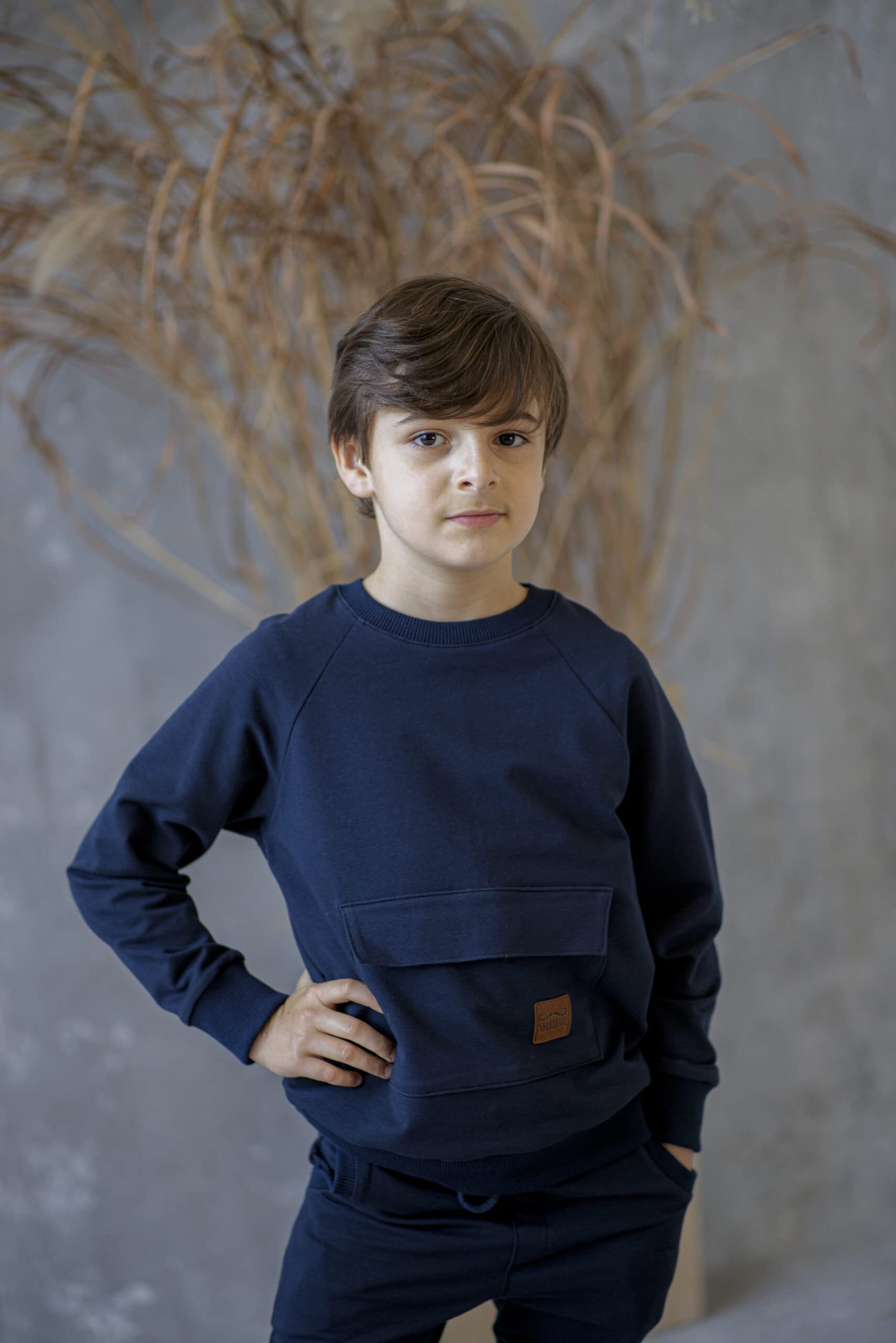 Smart&Cute 'STUDENT' Dres treningowy ręcznie robiony, ekologiczny materiał. Idealny do szkoły lub na zewnątrz. Kombinezon dla chłopców, dziewcząt, unisex, wygodny na zewnątrz/wewnątrz, dzieci, do szkoły, na czas wolny., grantowy, 116