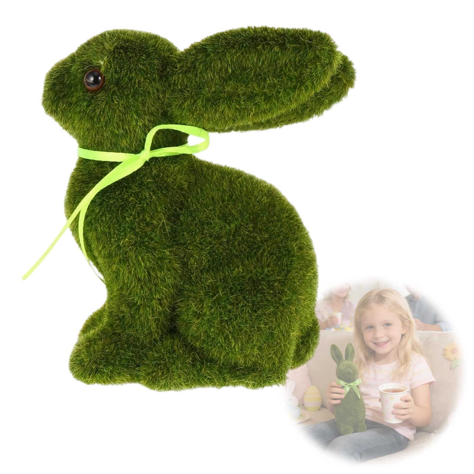 Snorvixre Hare Decoration Realistic Grass Texture Hare Figurine for Mantel Tabletop Patios Festival Spring
