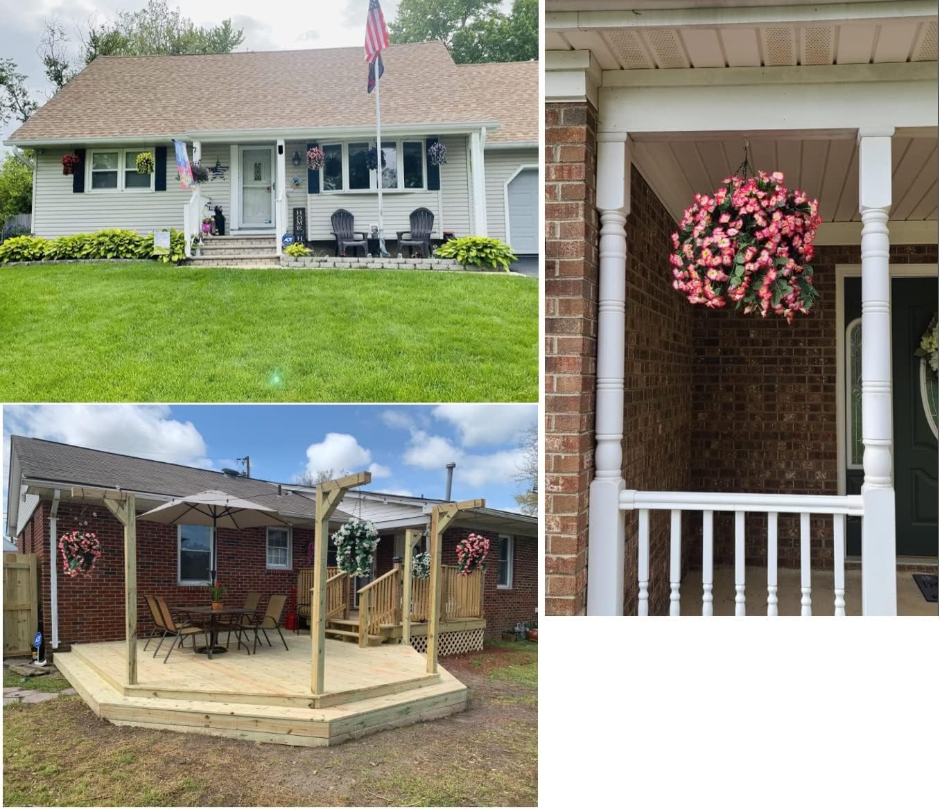 Artificial Fake Fall Hanging Flowers Plants Baskets for Outdoor Outside, Faux Silk Autumn Orange Daisy Mums Trailing Vines in Planter Realistic UV Resistant for Balcony Porch Decor - Image 7