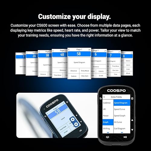 Miniatura 5 de COOSPO Computadora de bicicleta GPS CS600 con pantalla táctil a color, IPX7 impermeable inalámbrico para ciclismo, compatible con BluetoothANT+,