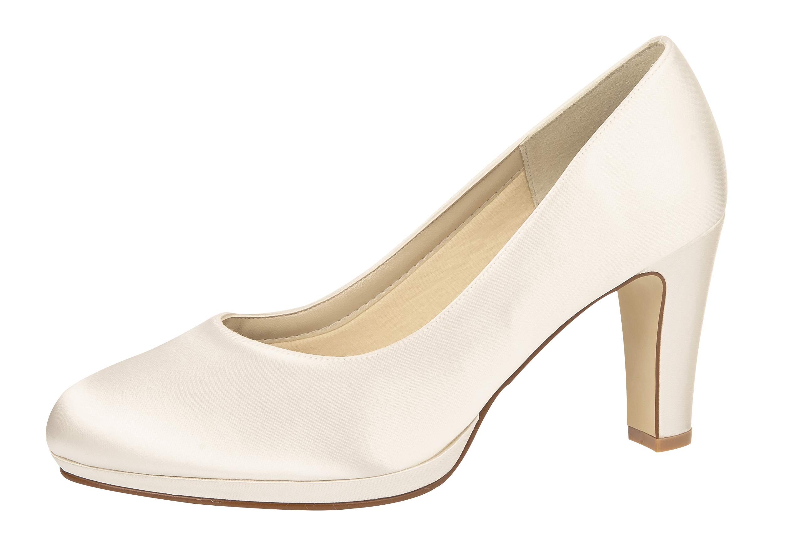 Rainbow Club Bridal Shoes Grace - Pumps, high Heels, Ivory/Cream, Simple, Comfortably Padded, Satin, Size 39.5 EU (UK 6.5)- Wedding Shoes, Block Heel