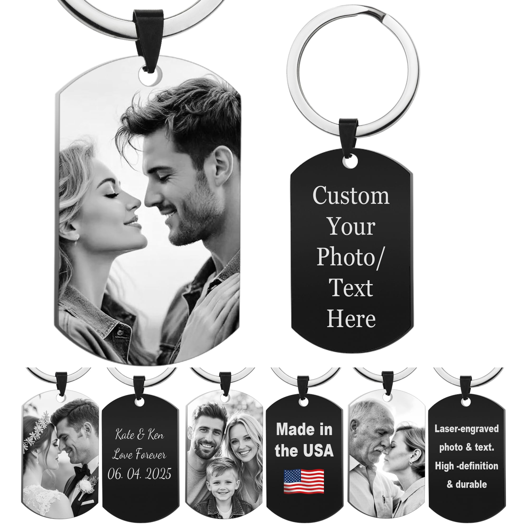 Custom Keychain with Picture Personalized Photo Keychain Gift for Father's Day Valentines Day Men Boyfriend