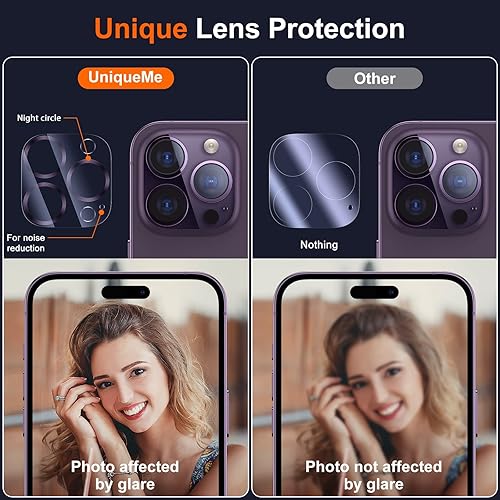 Miniatura 4 de UniqueMe Paquete de 2 protectores de lente de cámara compatibles con iPhone 14 Pro MaxiPhone 14 Pro, compatible con fundas, resistente a los