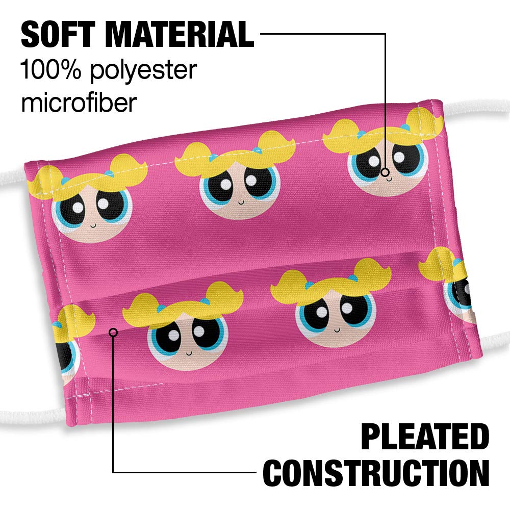 Popfunk Powerpuff Girls Kids Bubbles Head Pattern 1-Ply Reusable Face Mask Covering with Adjustable Nose Wire