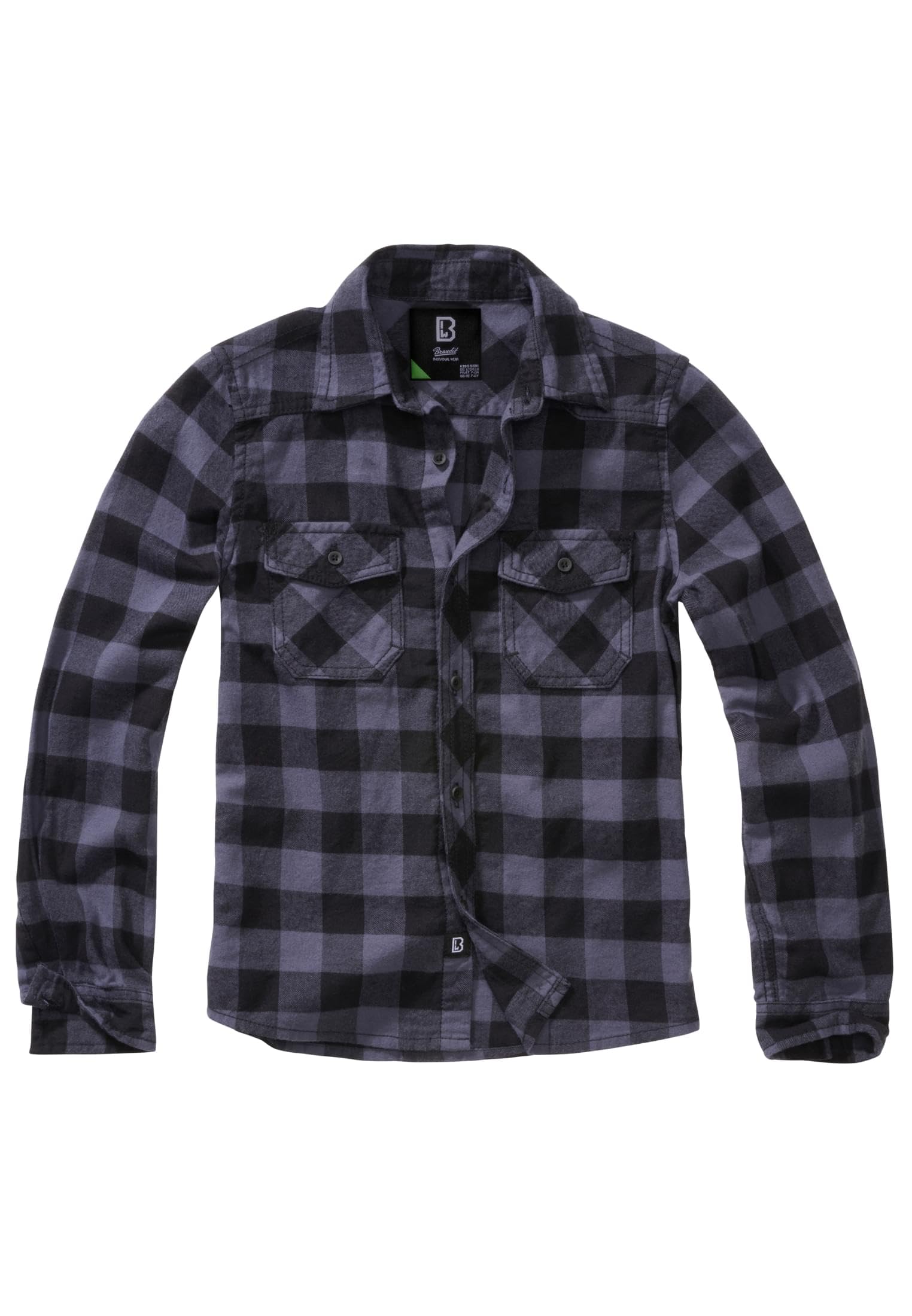 Brandit Kids' Checked Shirt Unisex T-Shirt Nero/Grigio