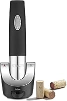 Cuisinart Cordless Wine Opener with Vacuum Sealer - Uncorks 80 Bottles per Charge, Preserves Freshness, Black